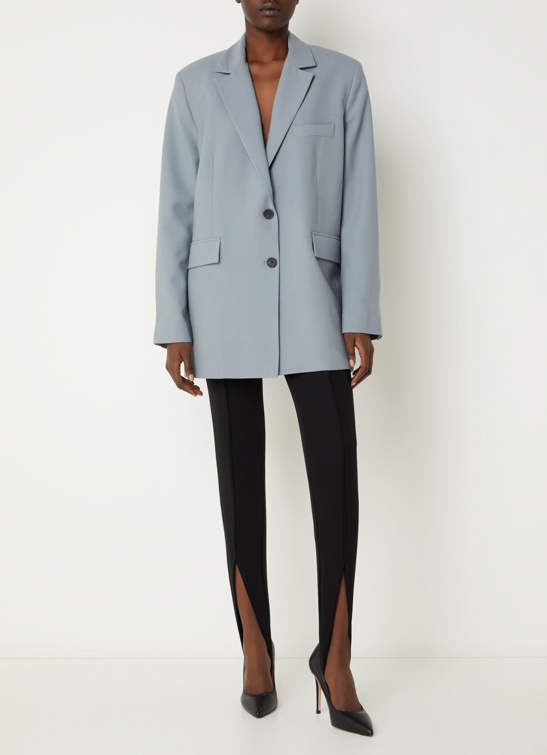IRO Alapi blazer in wolblend met klepzakken - voorkant 4 grijs