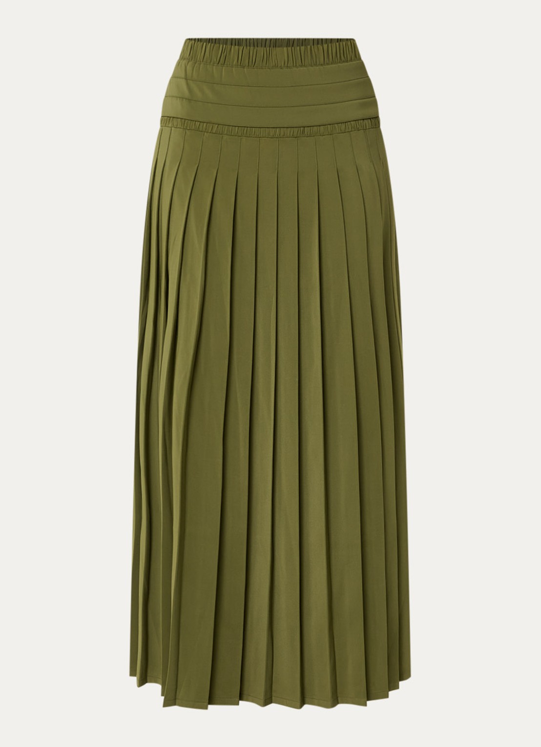 IRO Althea maxi rok met plissé - voorkant mosgroen