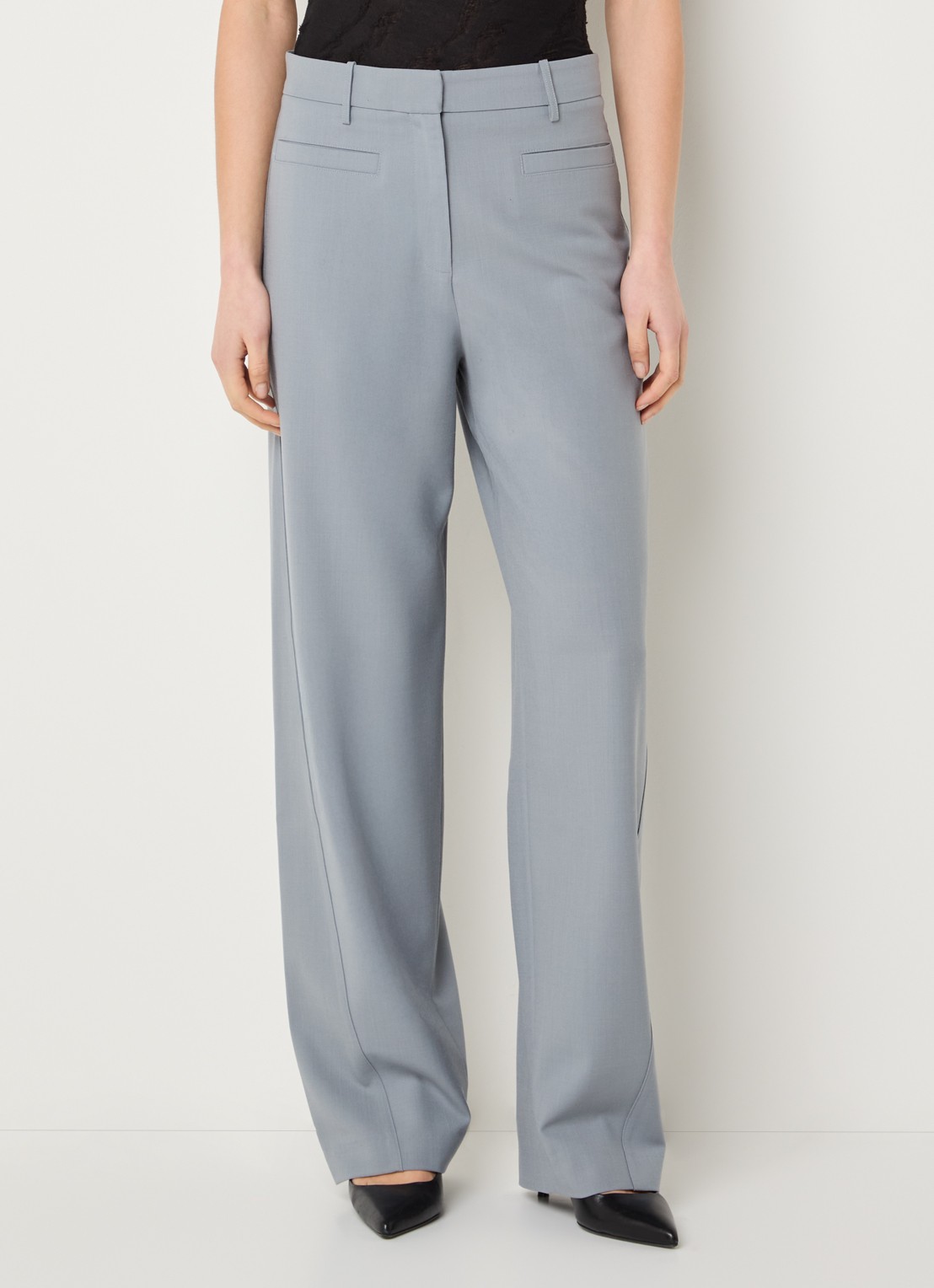 IRO Aluri high waist loose fit pantalon met paspelzakken - detail 2 grijs