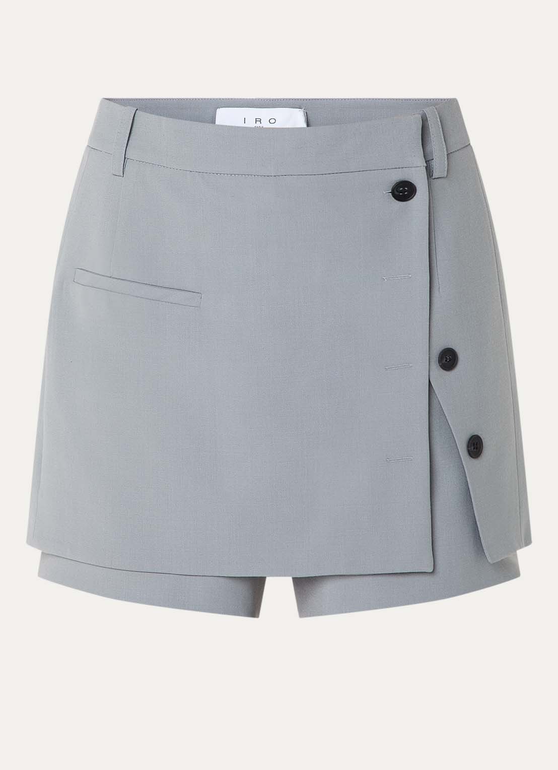 IRO Amira high waist regular fit korte broek met paspelzak - voorkant grijs