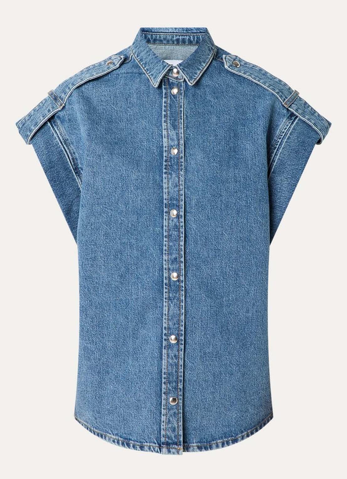 IRO Anglias blouse van denim - voorkant indigo