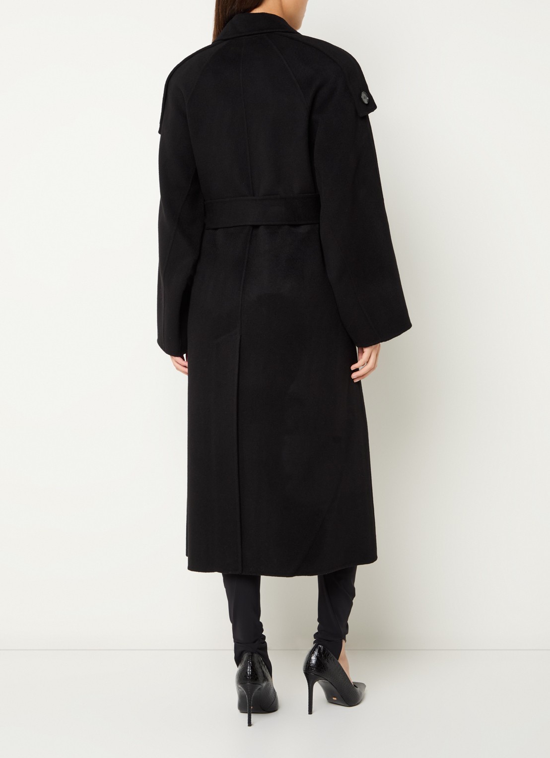 IRO Aqualung reversible trenchcoat in wolblend met steekzakken - achterkant 2 zwart