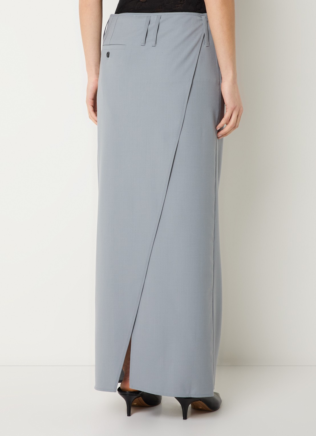 IRO Arline maxi rok in wolblend met strikceintuur - achterkant 4 grijs