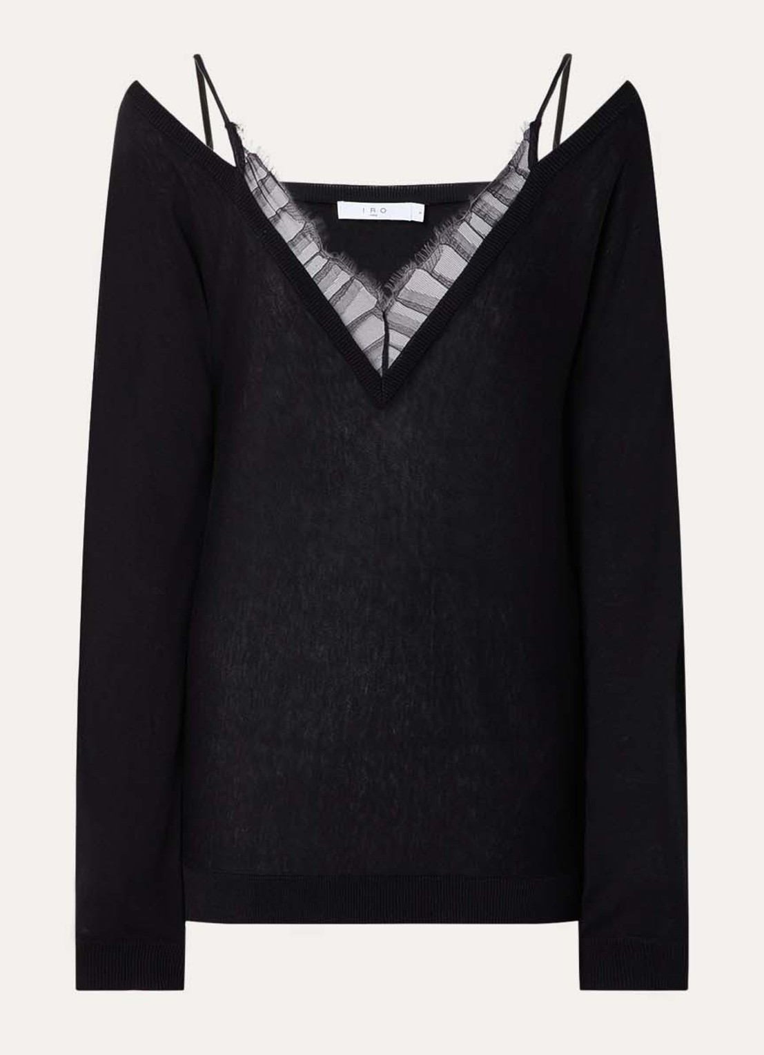 IRO Aubepine off-shoulder top in zijdeblend - voorkant 2 zwart