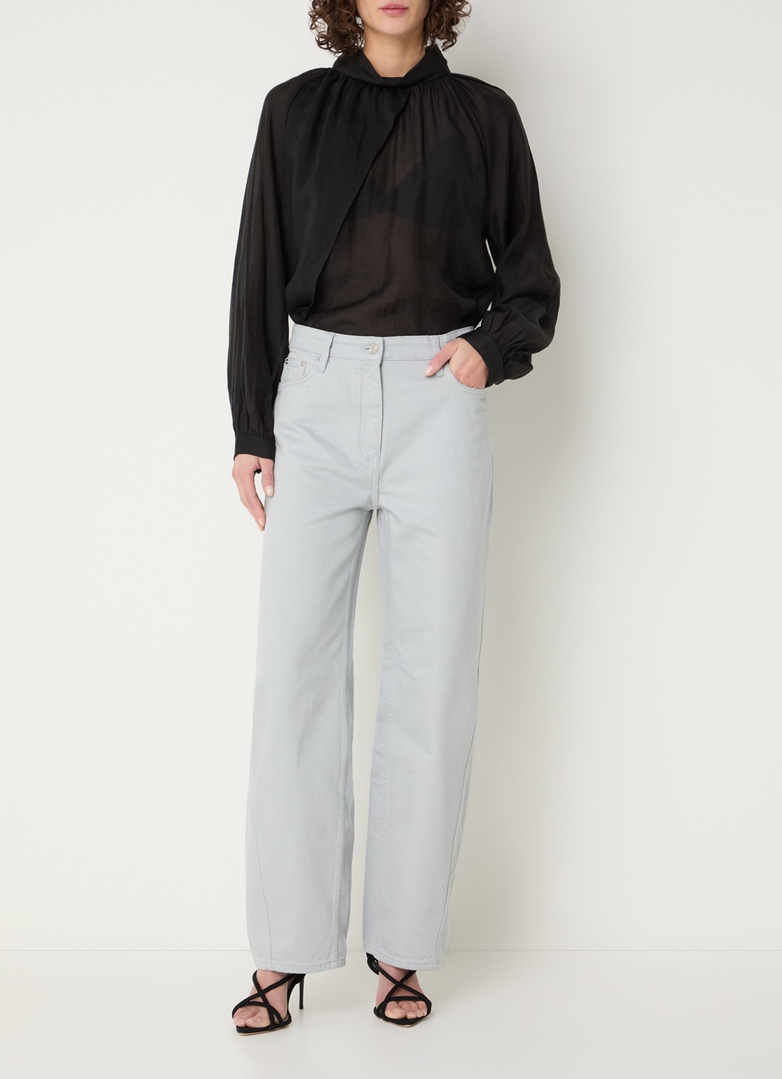 IRO Aurelien high waist straight leg jeans met gekleurde wassing - voorkant 2 grijs