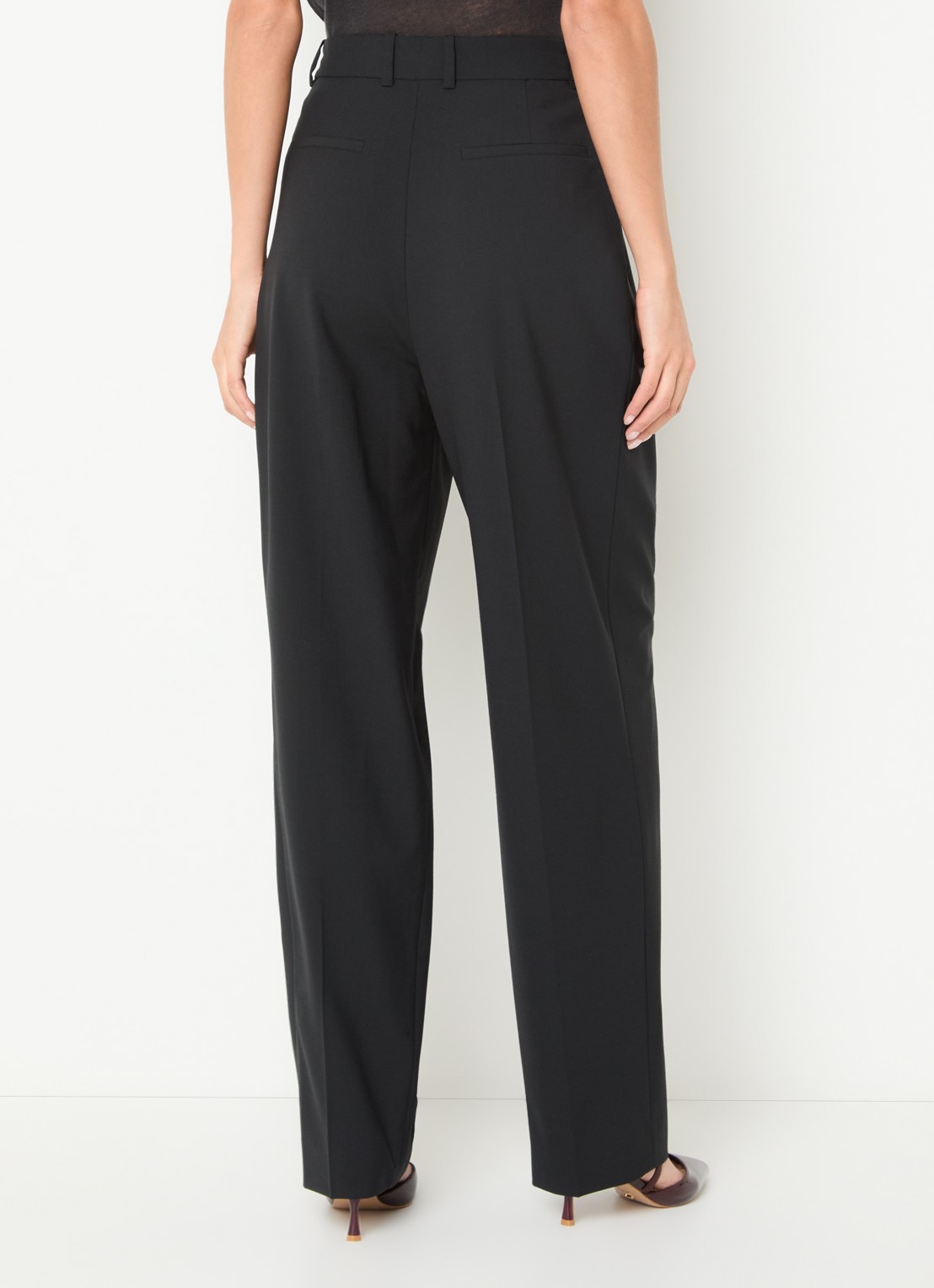 IRO Banquet high waist straight fit pantalon in wolblend - achterkant zwart