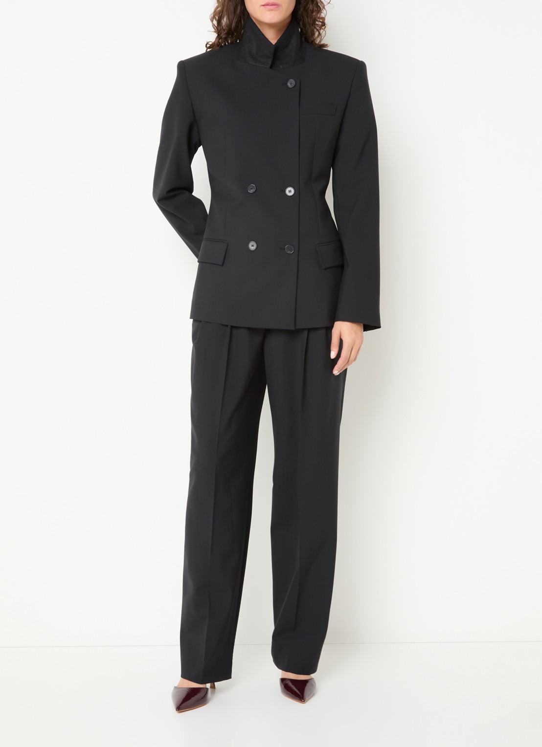 IRO Banquet high waist straight fit pantalon in wolblend - voorkant 3 zwart