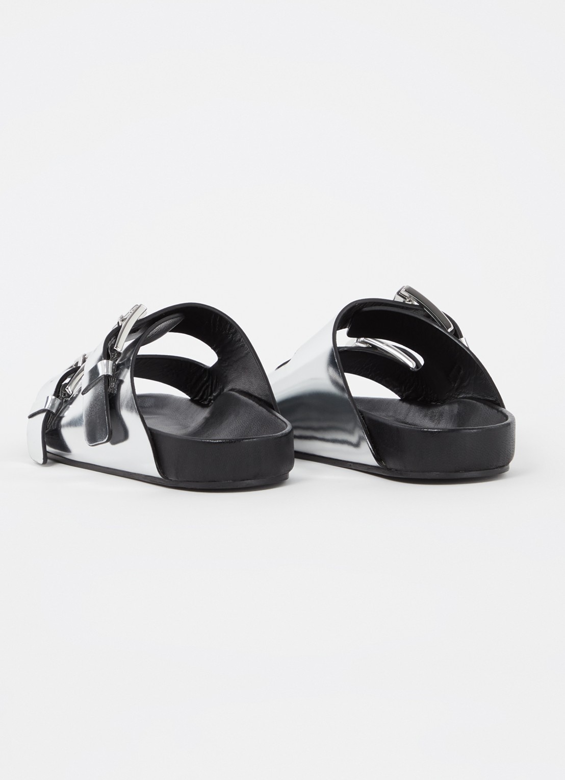 IRO Billie slipper van leer met metallic finish - detail 2 zilver