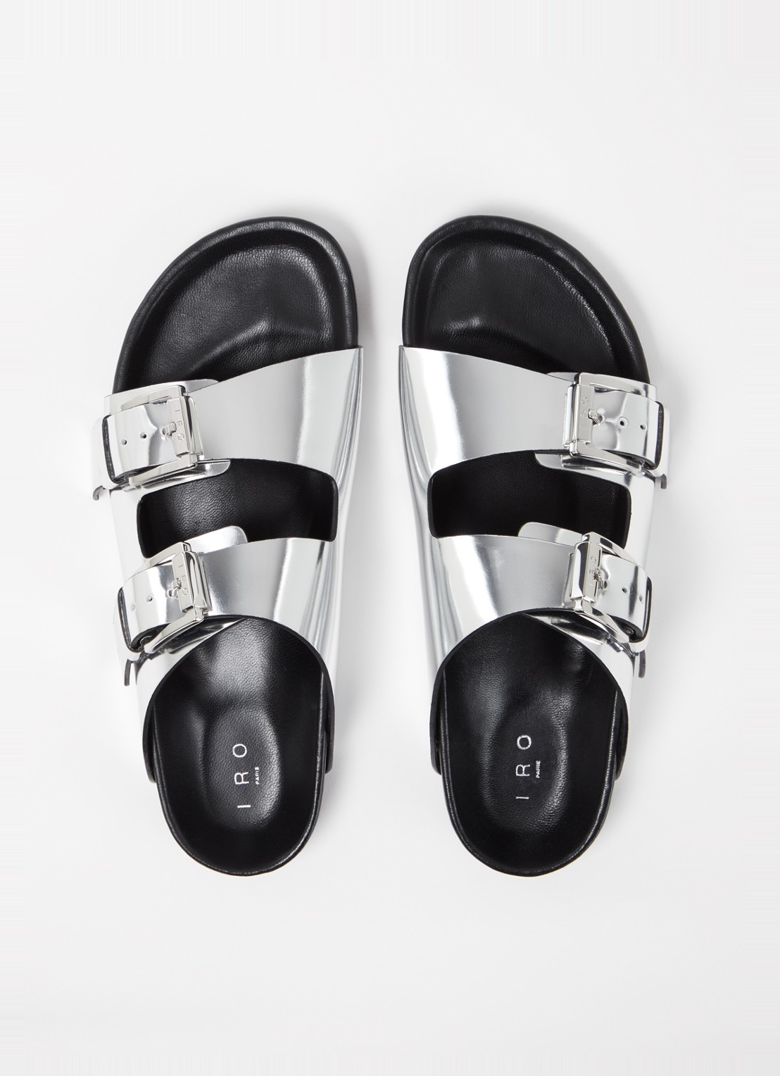 IRO Billie slipper van leer met metallic finish - detail 3 zilver