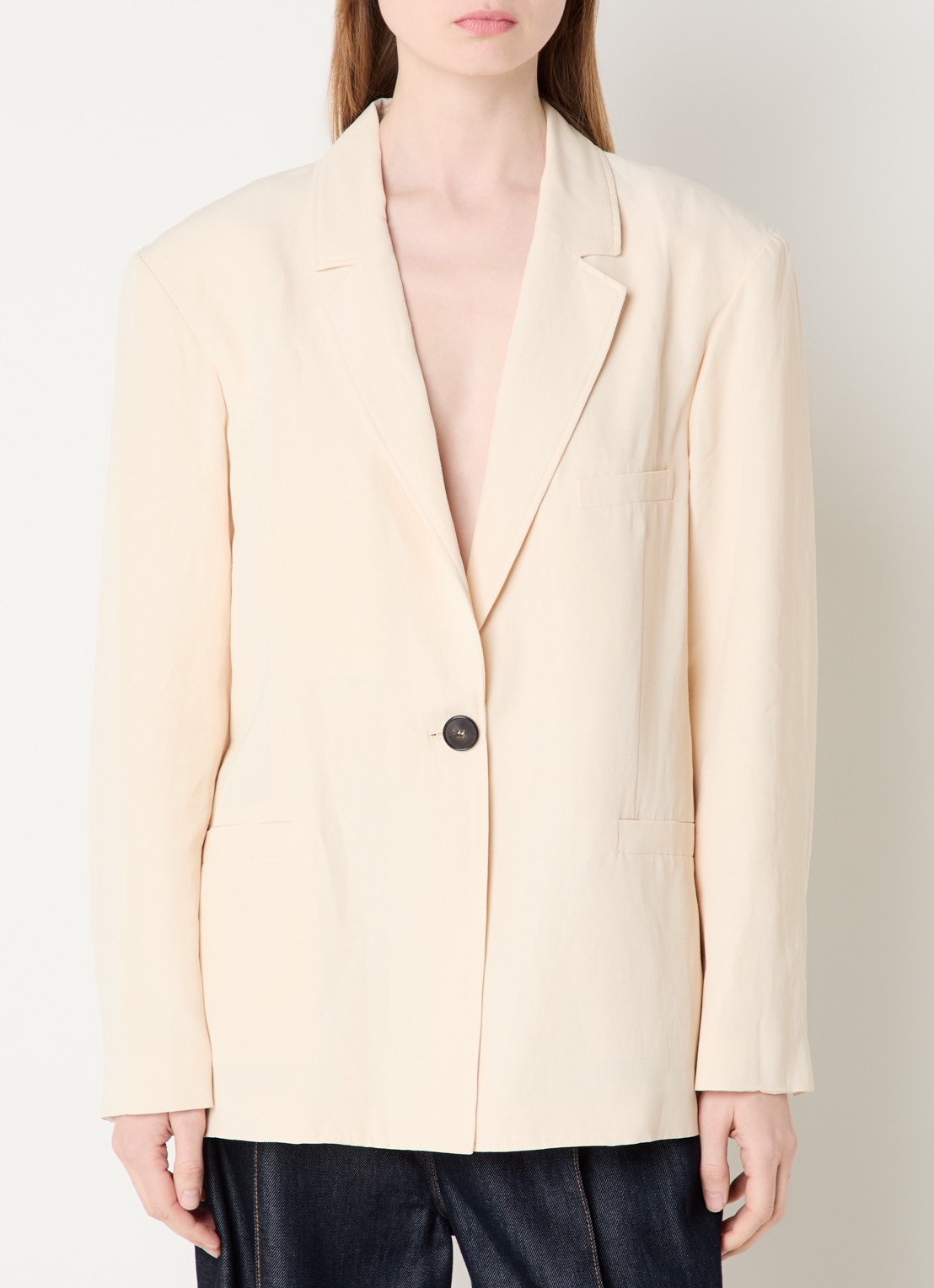 IRO Blazer in linnenblend met schoudervulling - detail 2 creme