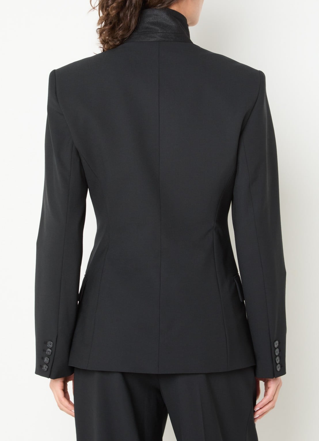 IRO Bluff double-breasted blazer in wolblend met opstaande kraag - achterkant 2 zwart