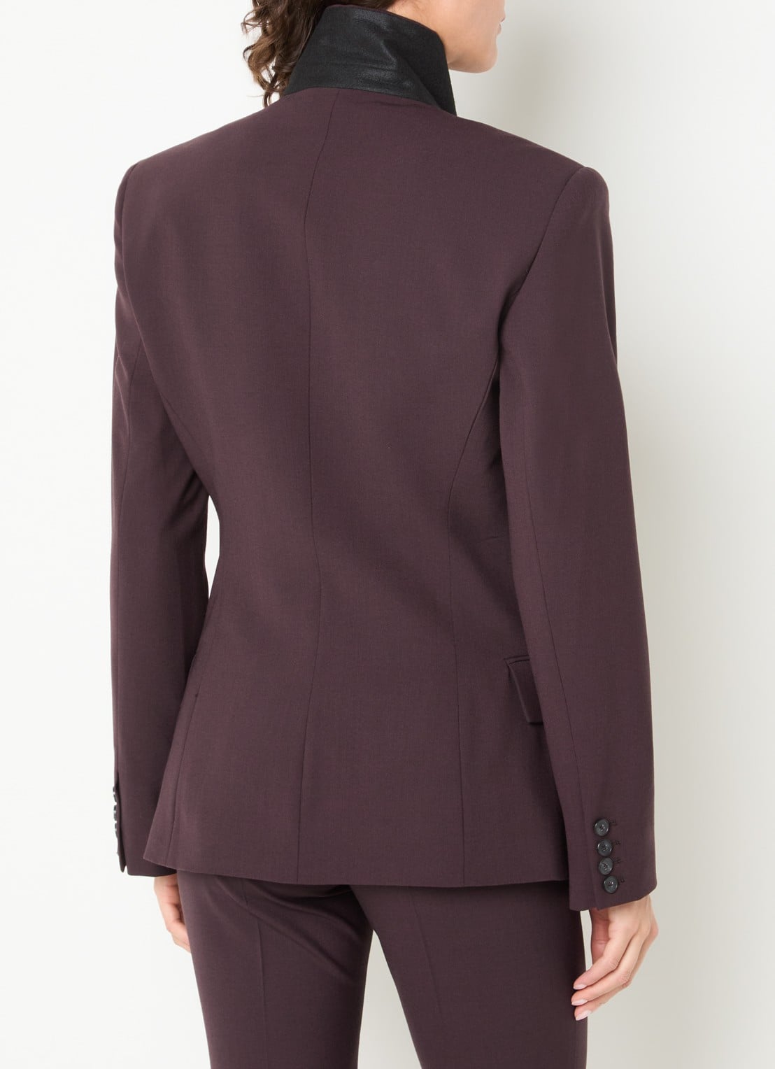 IRO Bluff double-breasted blazer in wolblend met opstaande kraag - achterkant 4 bordeauxrood