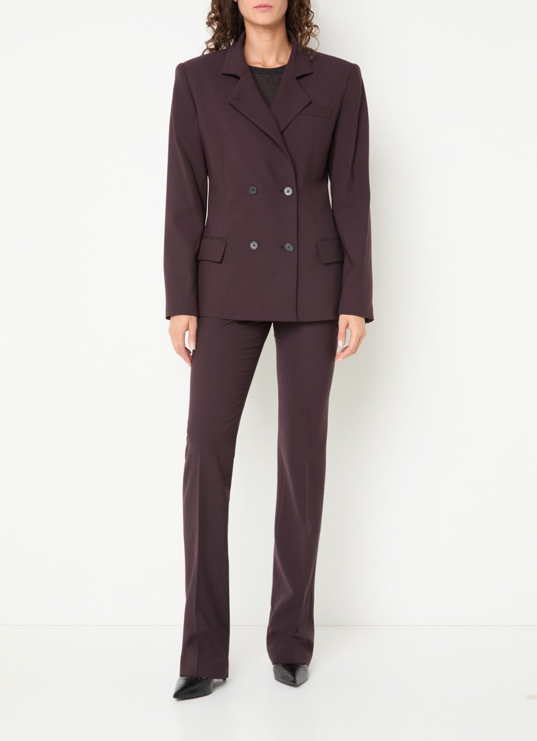 IRO Bluff double-breasted blazer in wolblend met opstaande kraag - voorkant 2 bordeauxrood