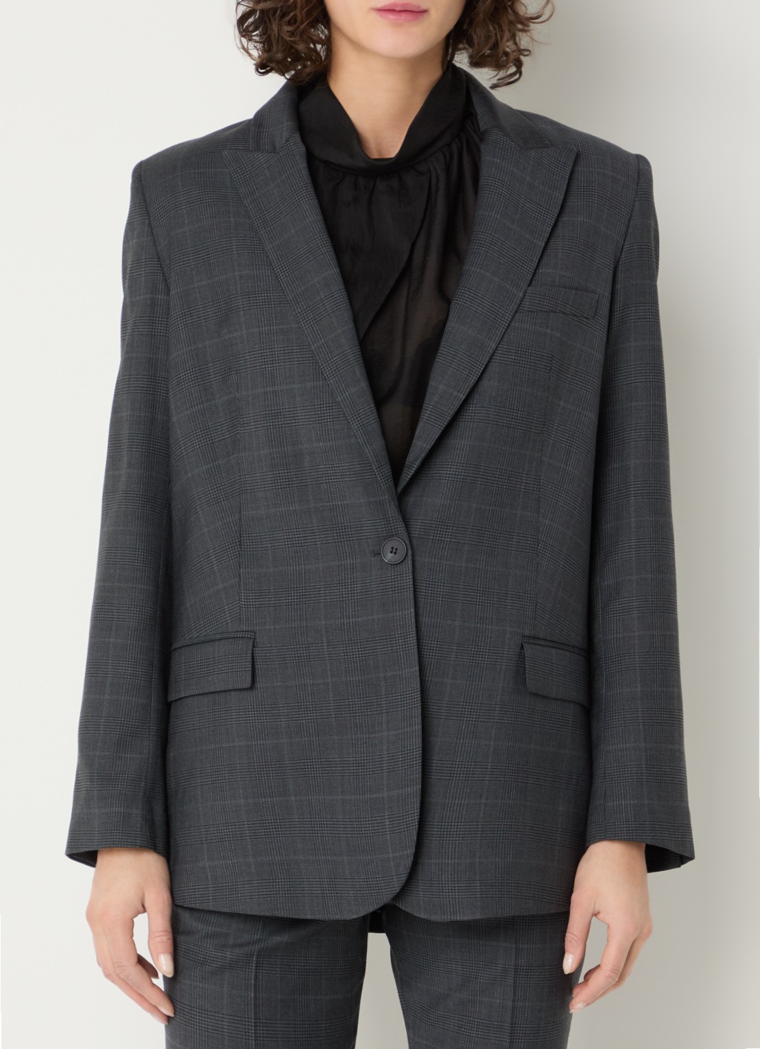 IRO Calu blazer in wolblend met klepzakken - detail antraciet