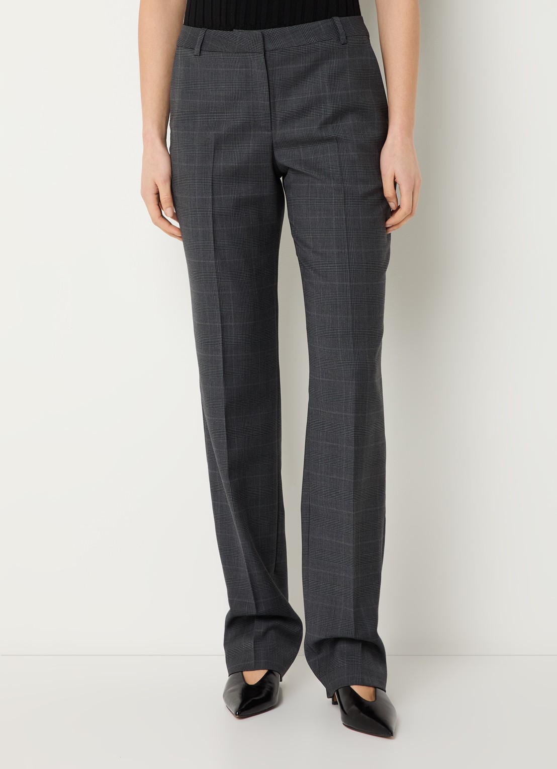 IRO Cayana high waist regular fit pantalon in wolblend - detail 4 donkergrijs