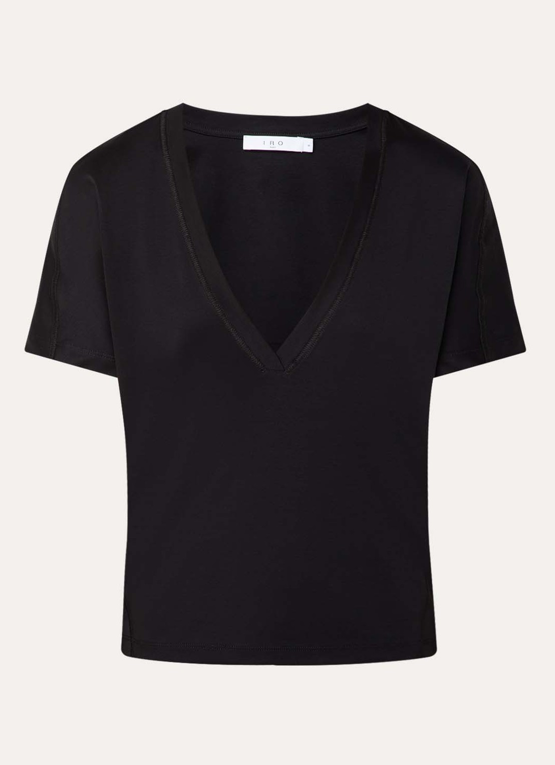 IRO Celiane T-shirt met V-hals - voorkant 3 zwart