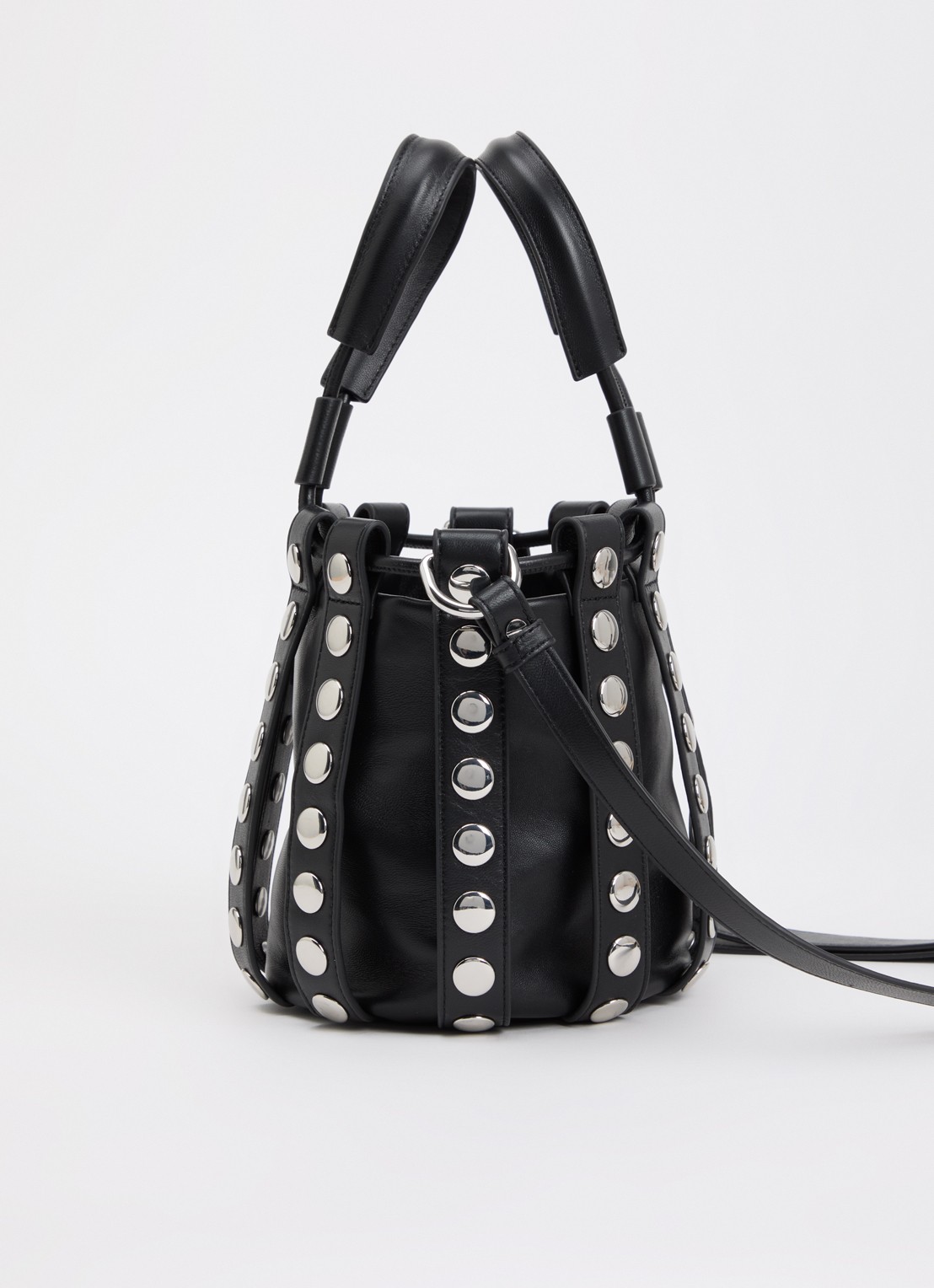 IRO Column handtas van lamsleer met studs en afneembare schouderriem - detail 2 zwart