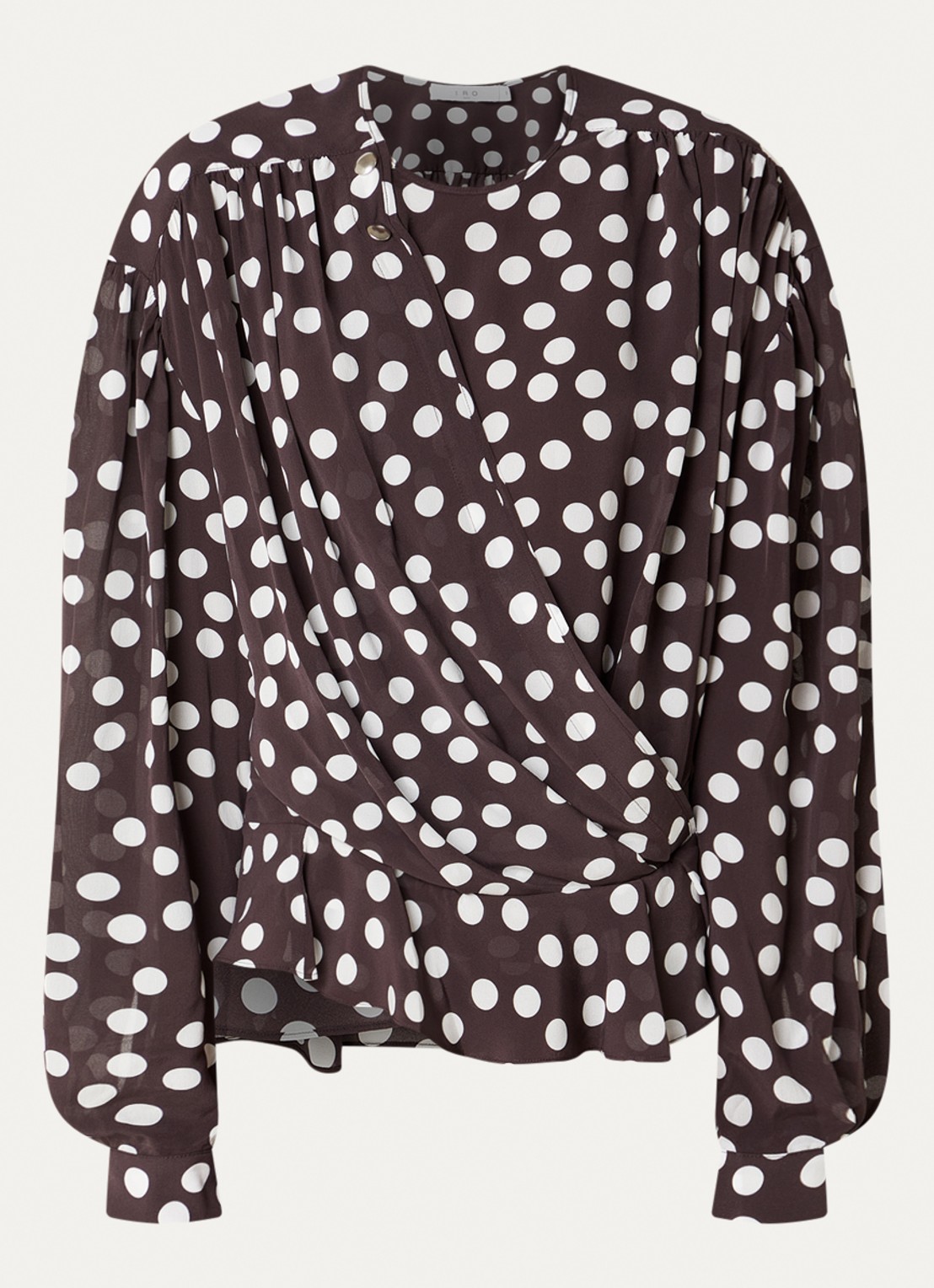 IRO Dotta tuniek met stippenprint - voorkant 3 donkerbruin
