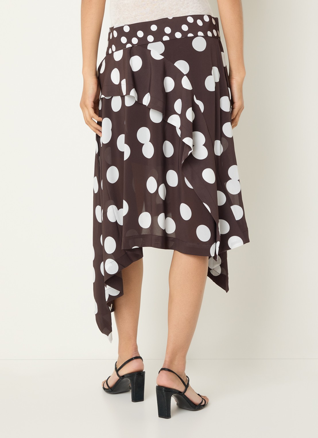 IRO Duline midi rok met stippenprint en asymmetrische zoom - achterkant 4 zwart
