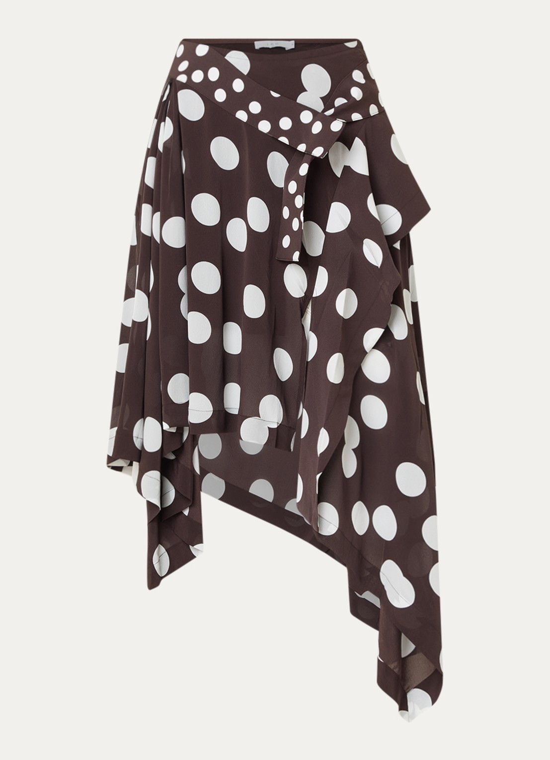 IRO Duline midi rok met stippenprint en asymmetrische zoom - voorkant 2 zwart