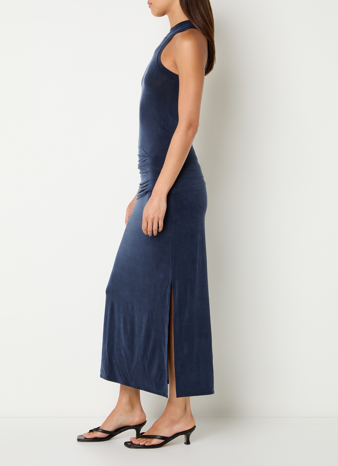 IRO Eclose maxi jurk met split - voorkant 4 donkerblauw