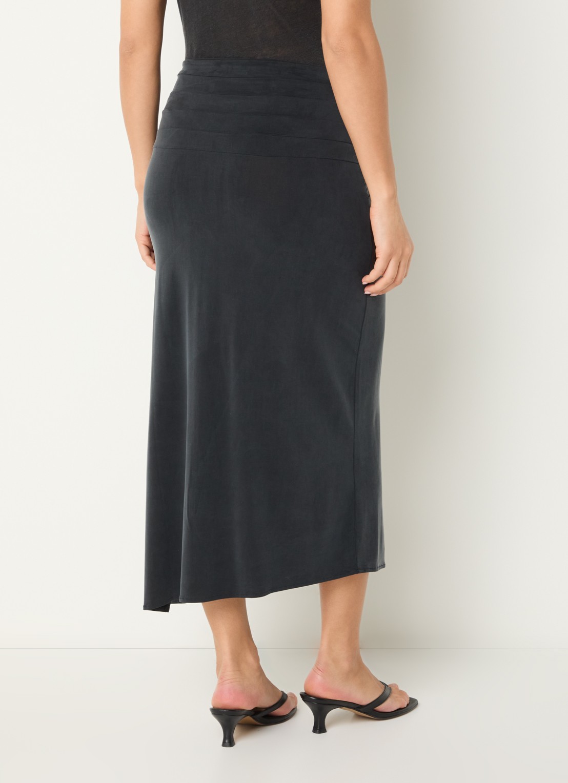 IRO Emeraude midi rok met split - achterkant 2 donkergrijs