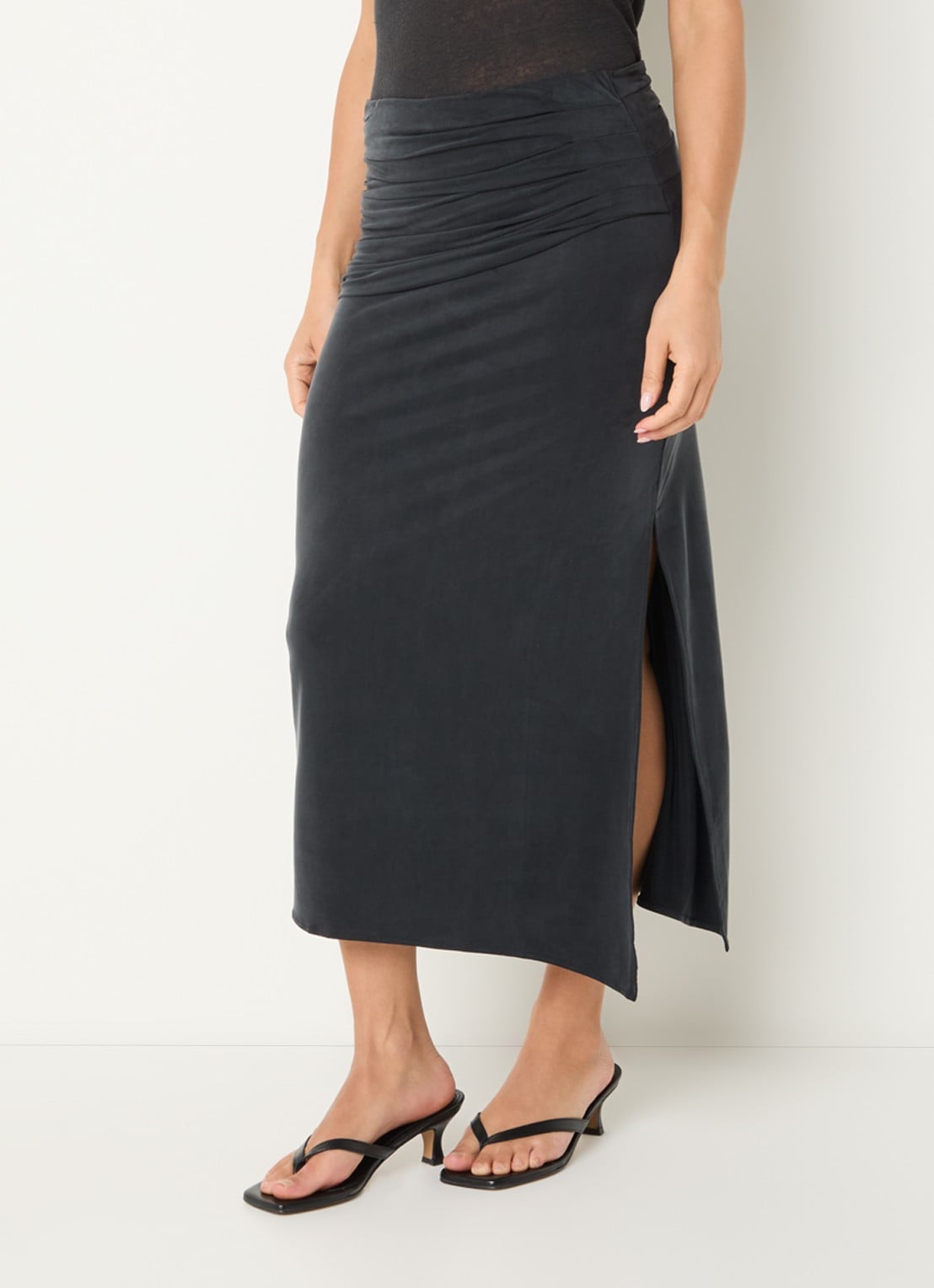 IRO Emeraude midi rok met split - detail donkergrijs
