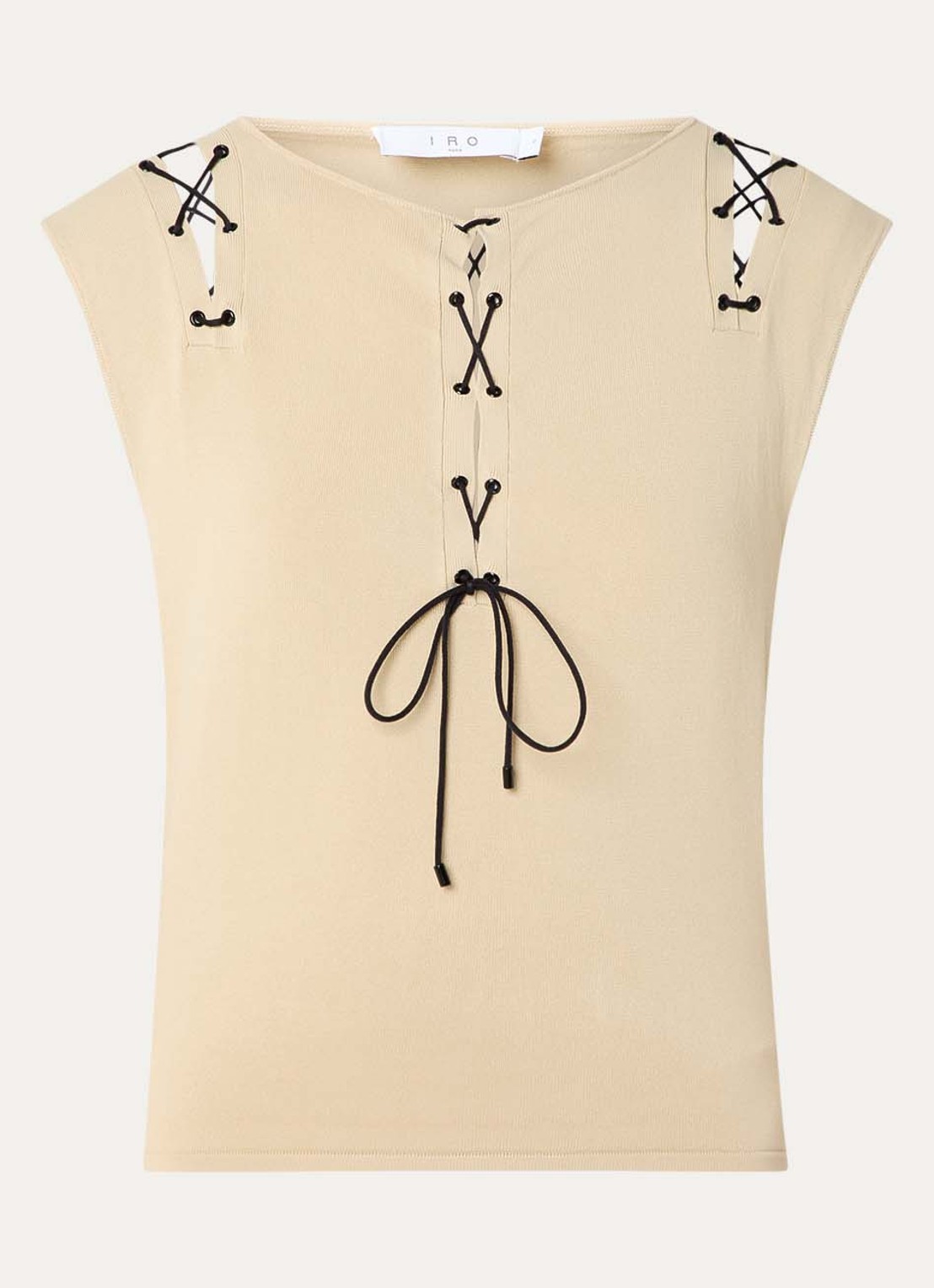 IRO Felicine crop top met rijgdetail - voorkant 3 beige