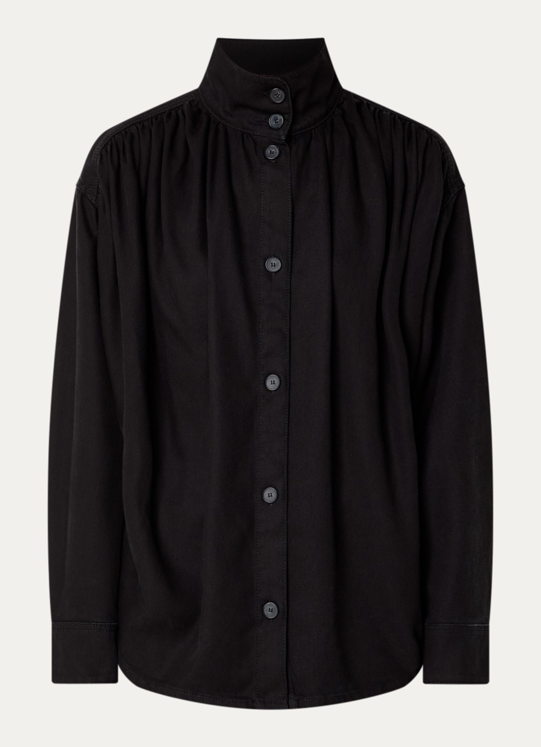 IRO Fenyra blouse met opstaande kraag - voorkant zwart