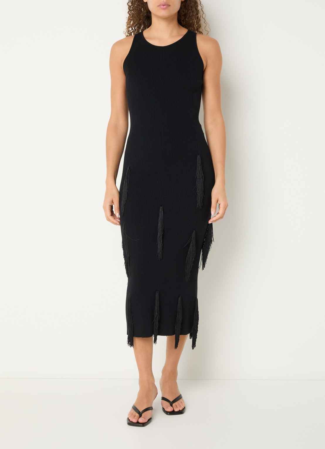 IRO Fleur midi jurk met franjes - detail 4 zwart