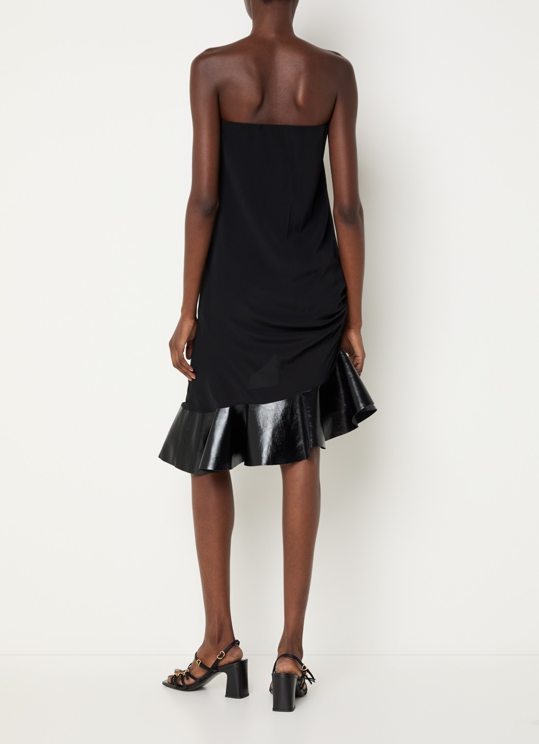 IRO Florence mini jurk in zijdeblend met asymmetrische zoom - achterkant 2 zwart