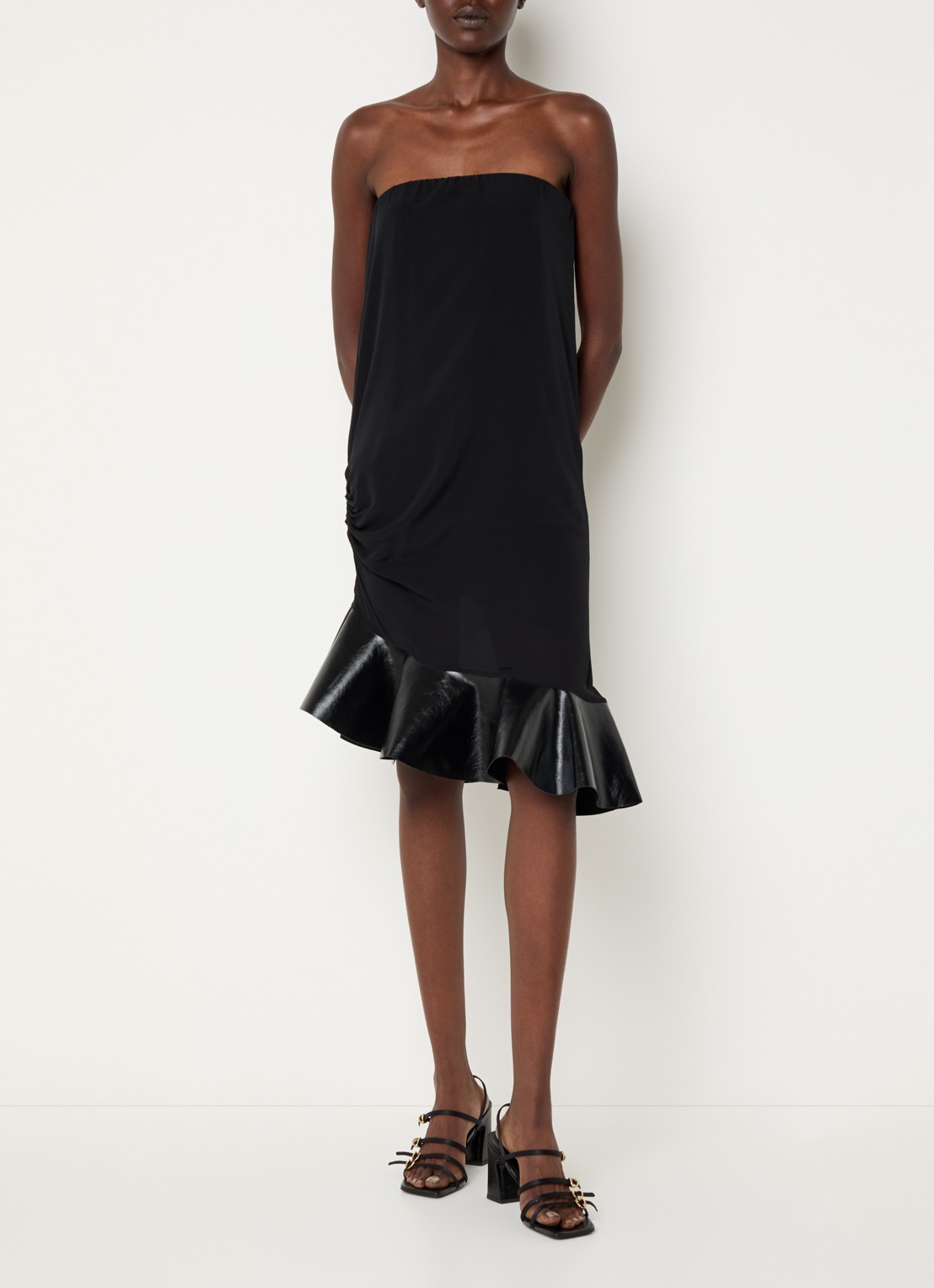 IRO Florence mini jurk in zijdeblend met asymmetrische zoom - detail zwart