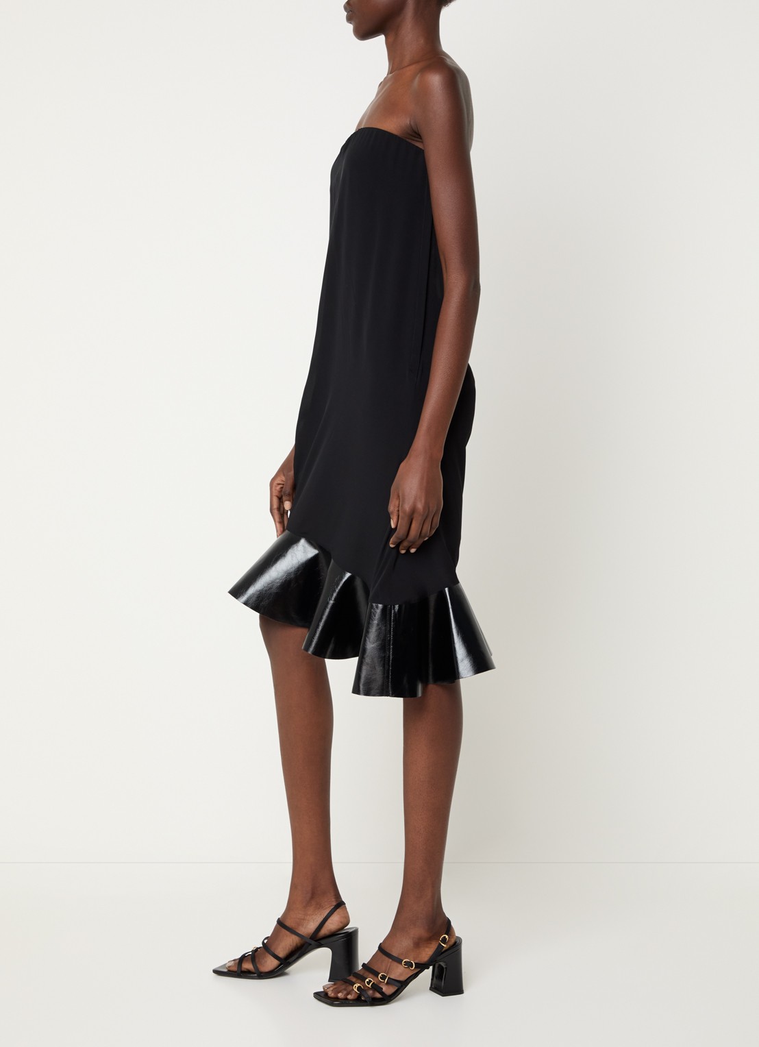 IRO Florence mini jurk in zijdeblend met asymmetrische zoom - voorkant 4 zwart