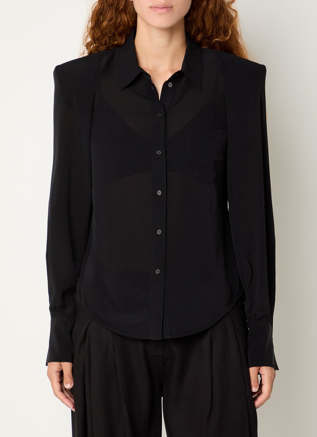IRO Foxie semi-transparante blouse met borstzak - detail 3 zwart