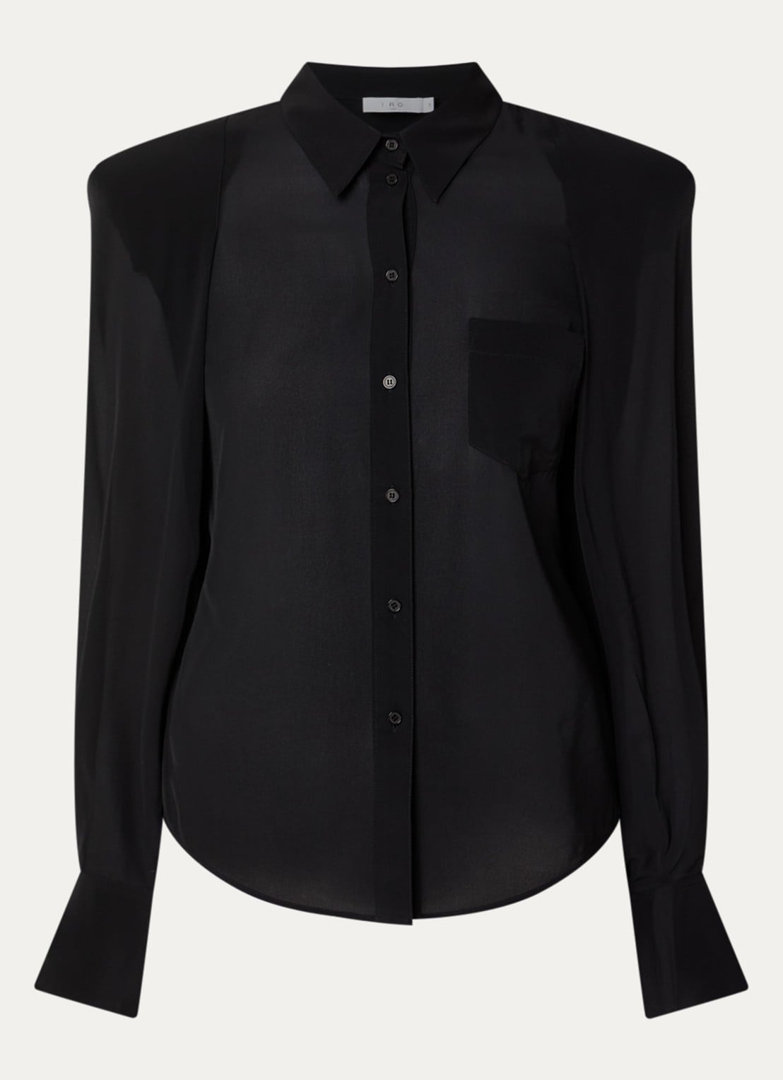 IRO Foxie semi-transparante blouse met borstzak - voorkant zwart