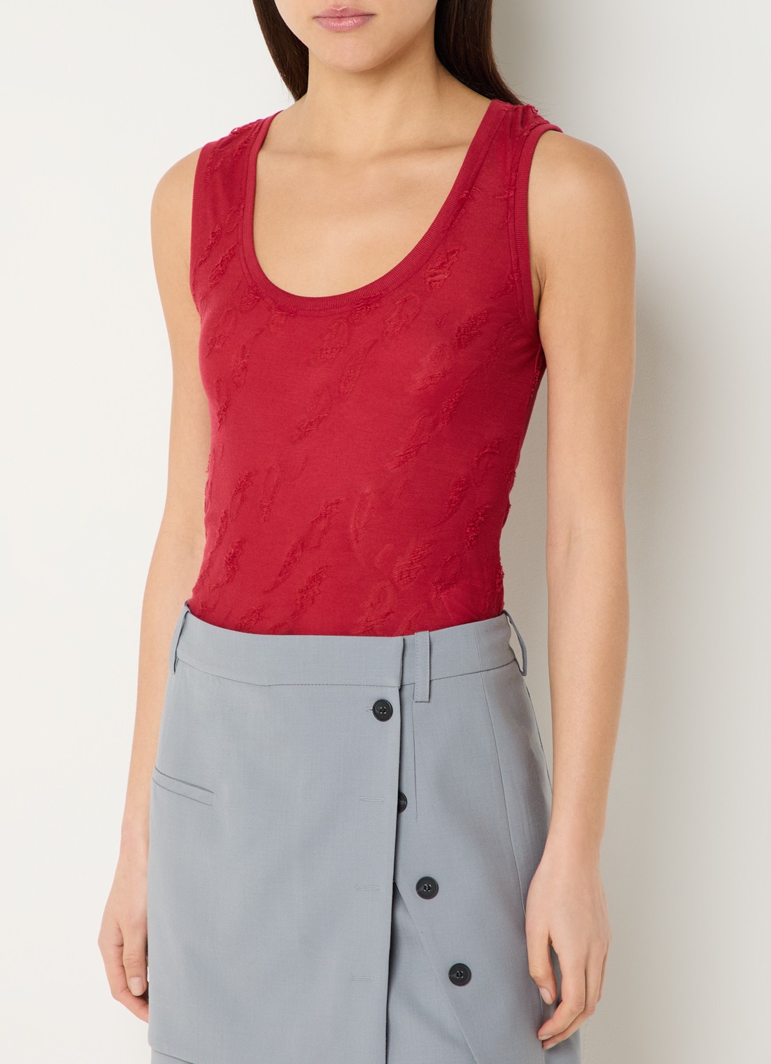 IRO Galadriel top met structuur - detail 3 rood