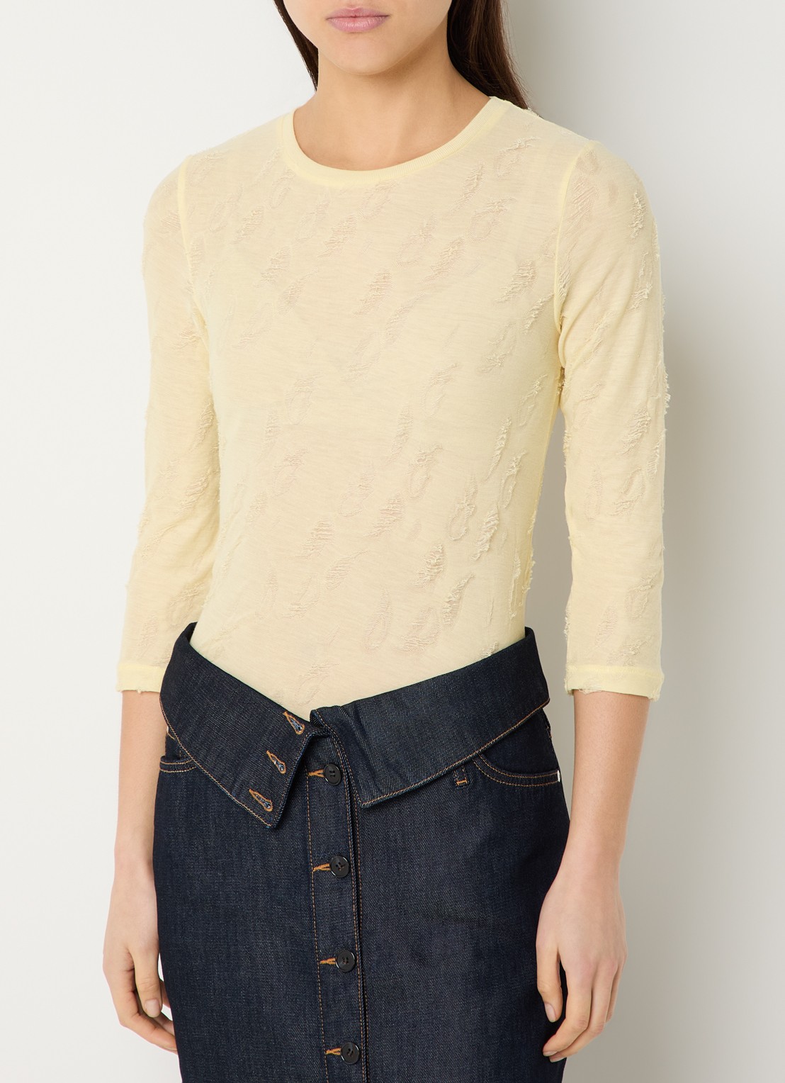 IRO Gracelia longsleeve met structuur - detail 4 geel