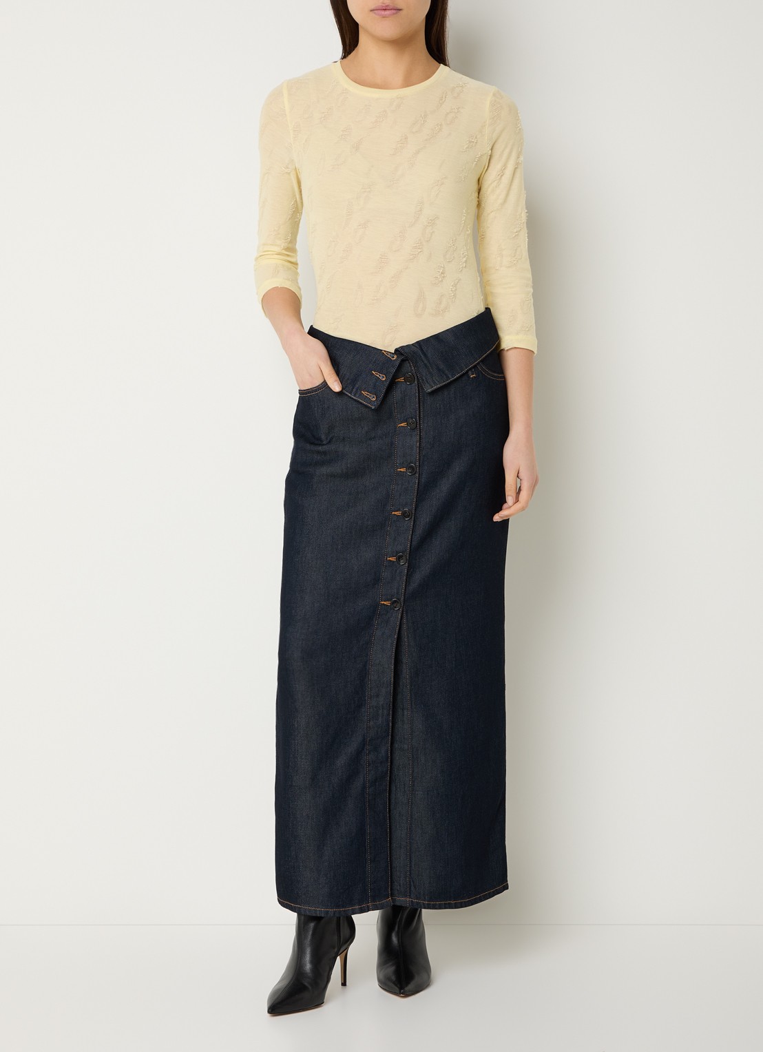 IRO Gracelia longsleeve met structuur - voorkant 2 geel