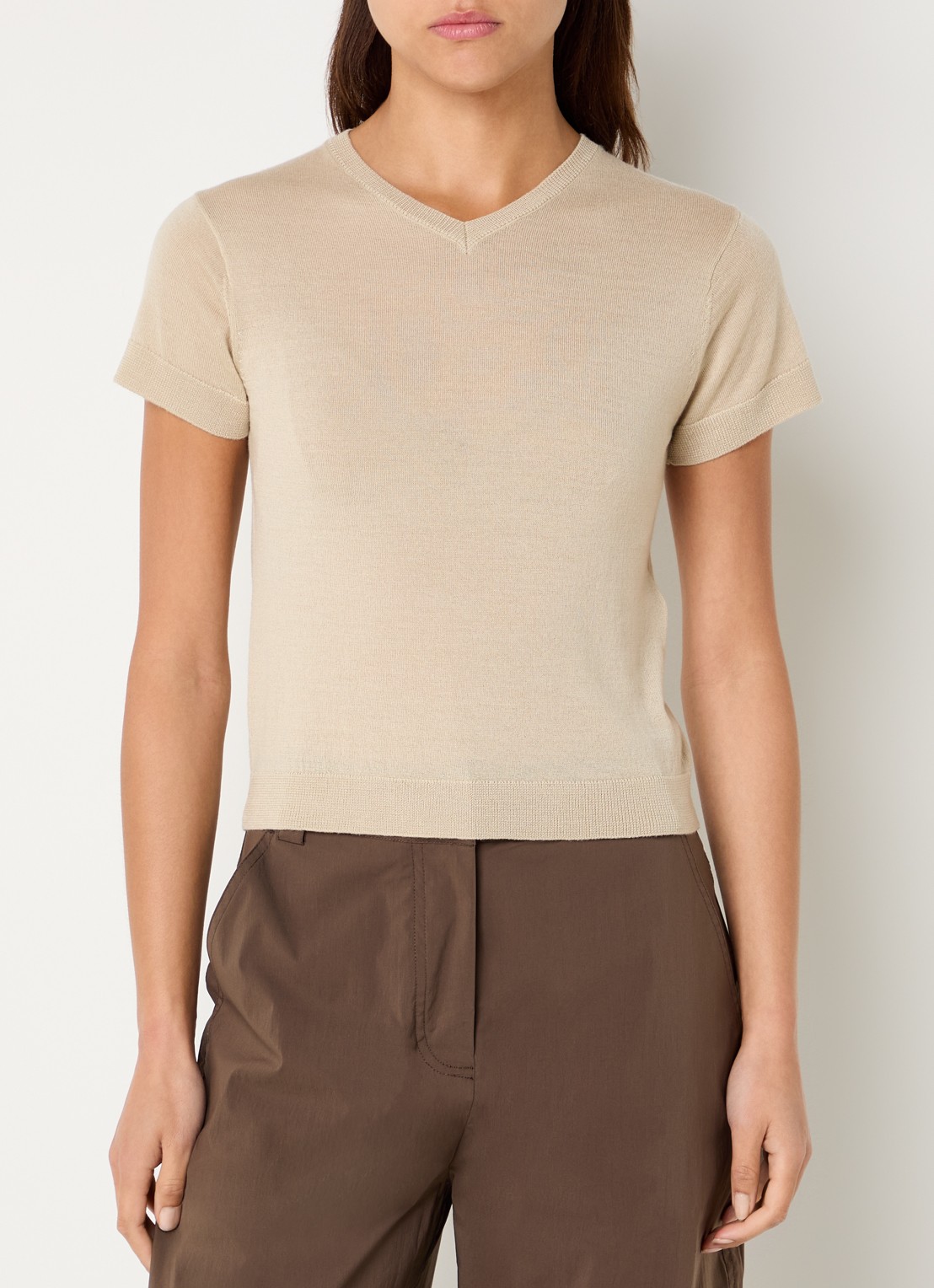 IRO Idille fijngebreide top in zijdeblend - detail 4 beige