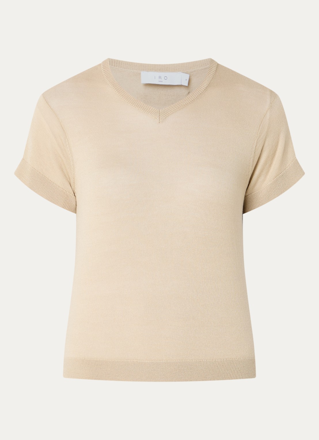IRO Idille fijngebreide top in zijdeblend - voorkant 2 beige