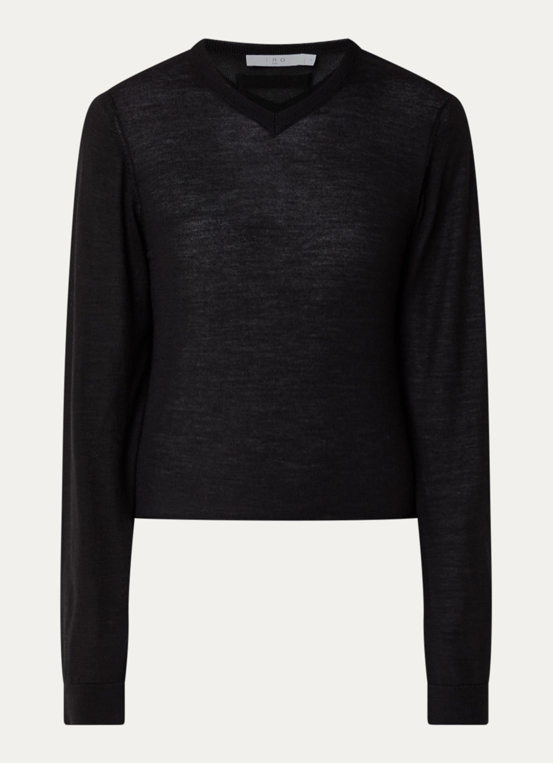 IRO Infini pullover in kasjmierblend met ronde hals - voorkant zwart