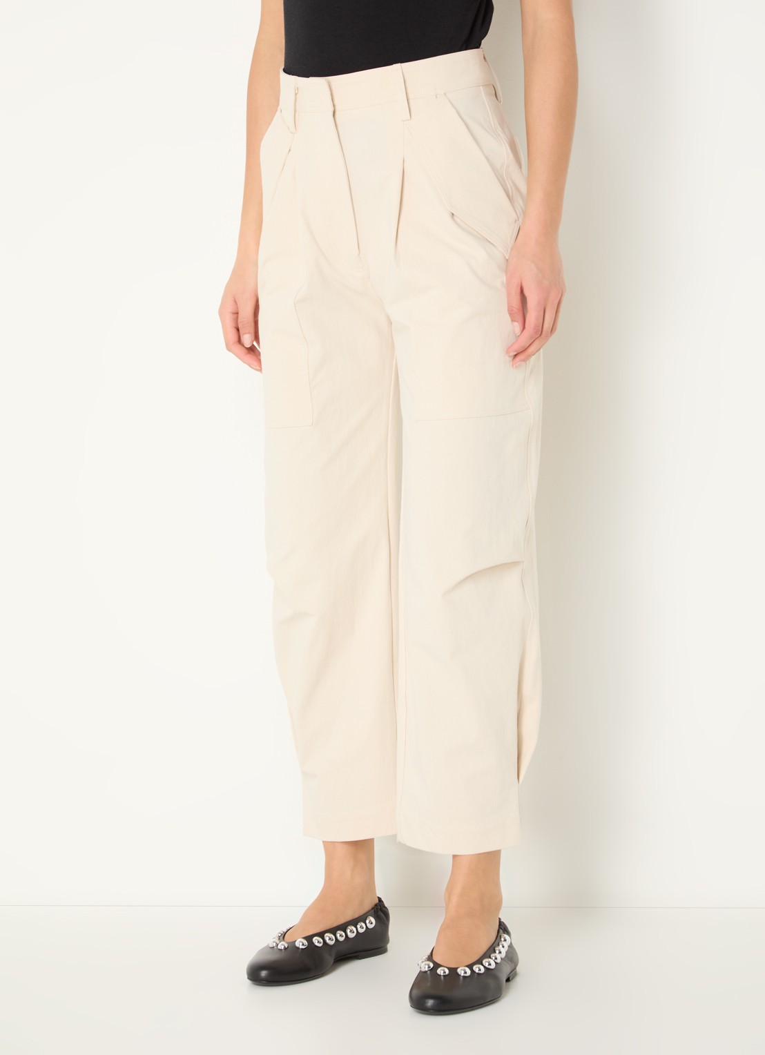 IRO Jadou high waist wide fit pantalon met steekzakken - detail 2 creme