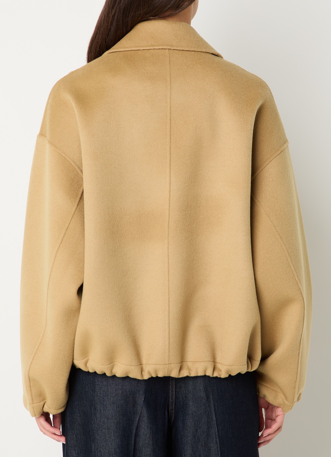 IRO Jijy jack in wolblend met asymmetrische hals - achterkant 3 camel