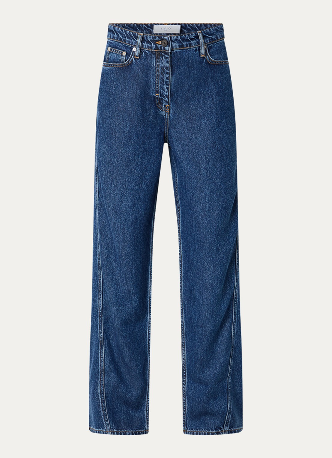 IRO Joris high waist straight leg jeans met donkere wassing - voorkant 2 indigo