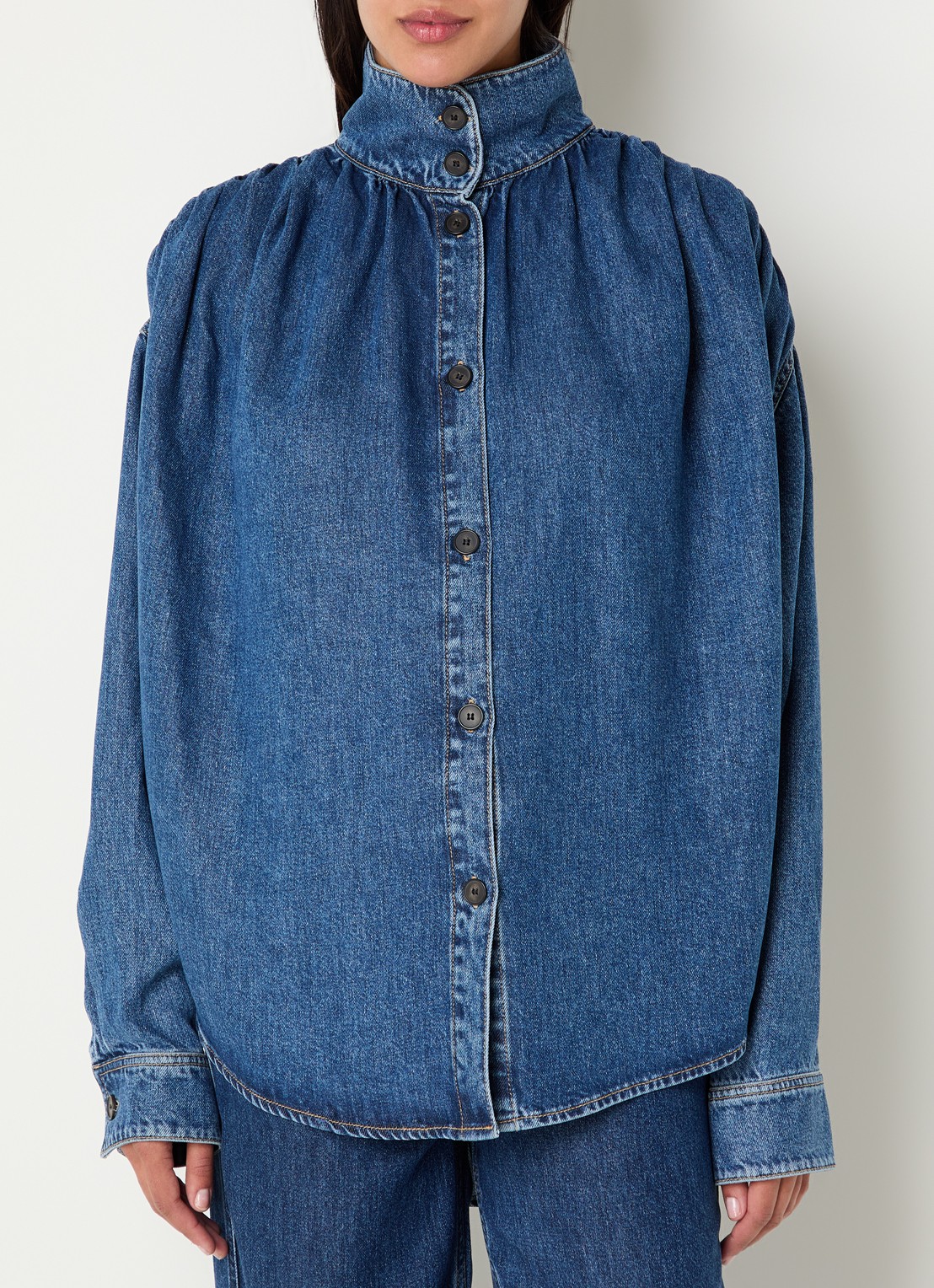 IRO Julie blouse van denim - detail 3 indigo