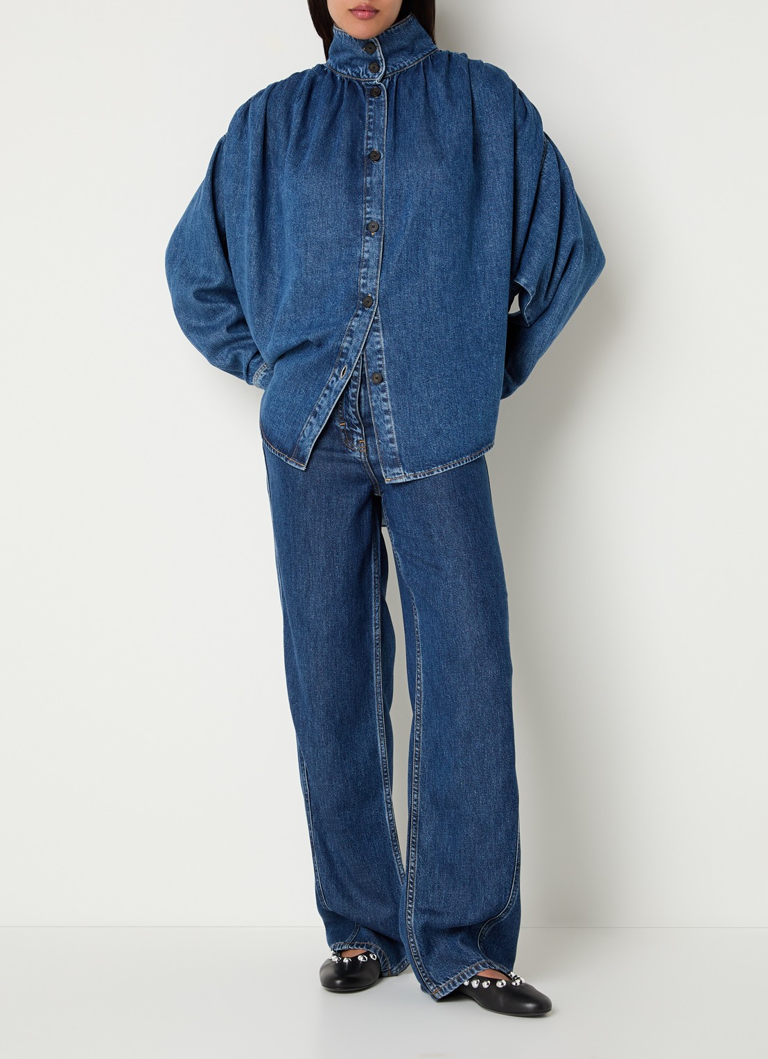 IRO Julie blouse van denim - voorkant 2 indigo
