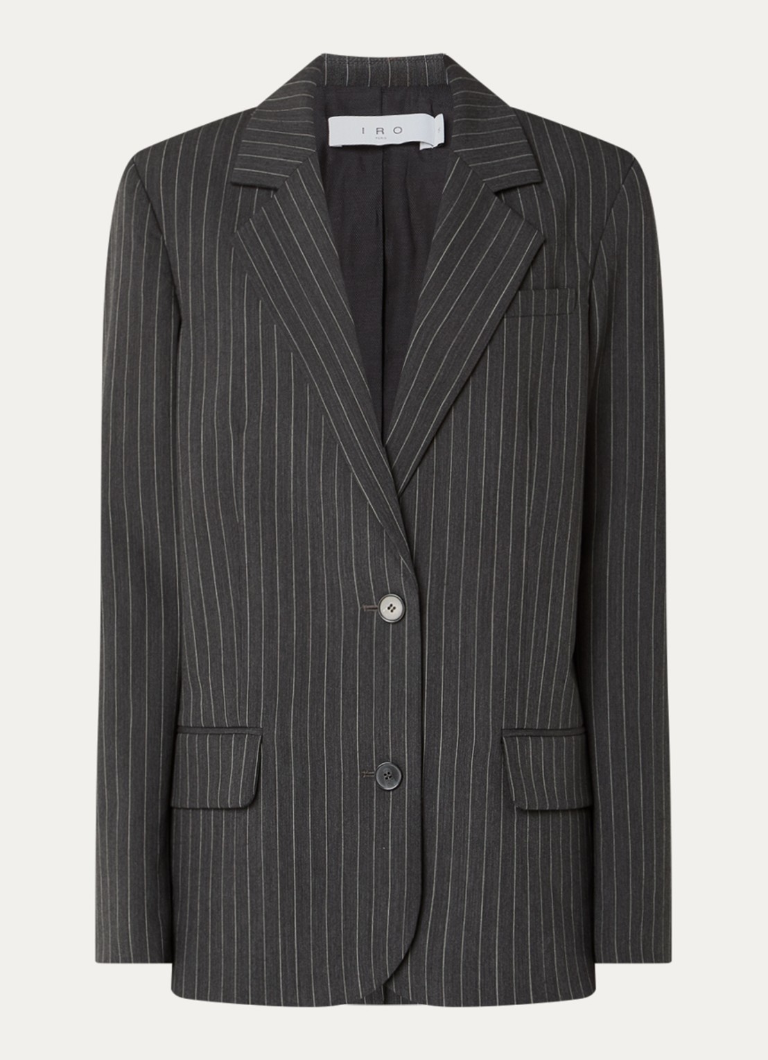 IRO Kamea blazer in wolblend met krijtstreep - voorkant antraciet
