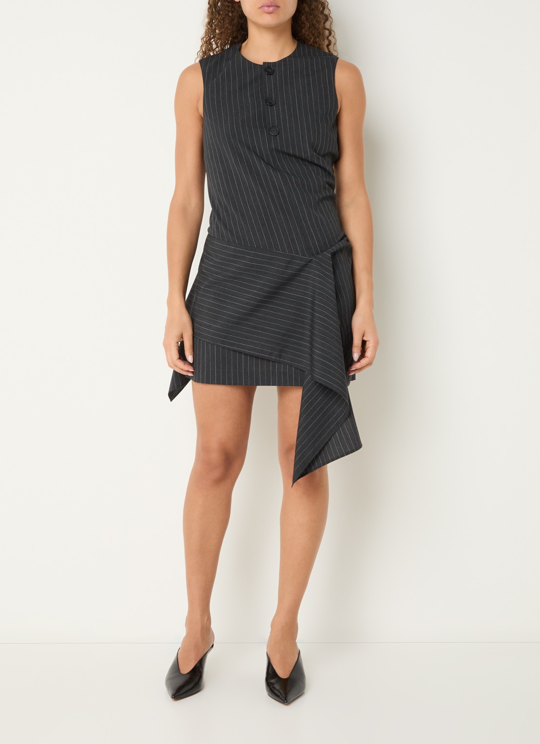 IRO Klea mini jurk met asymmetrische zoom - detail 4 donkergrijs