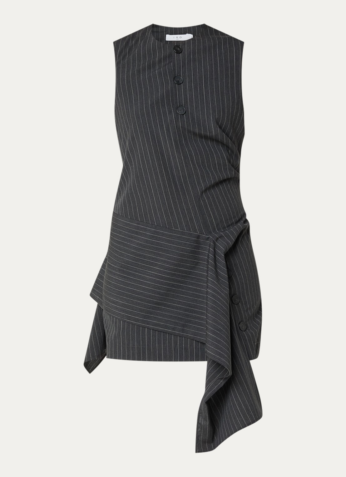 IRO Klea mini jurk met asymmetrische zoom - voorkant 2 donkergrijs