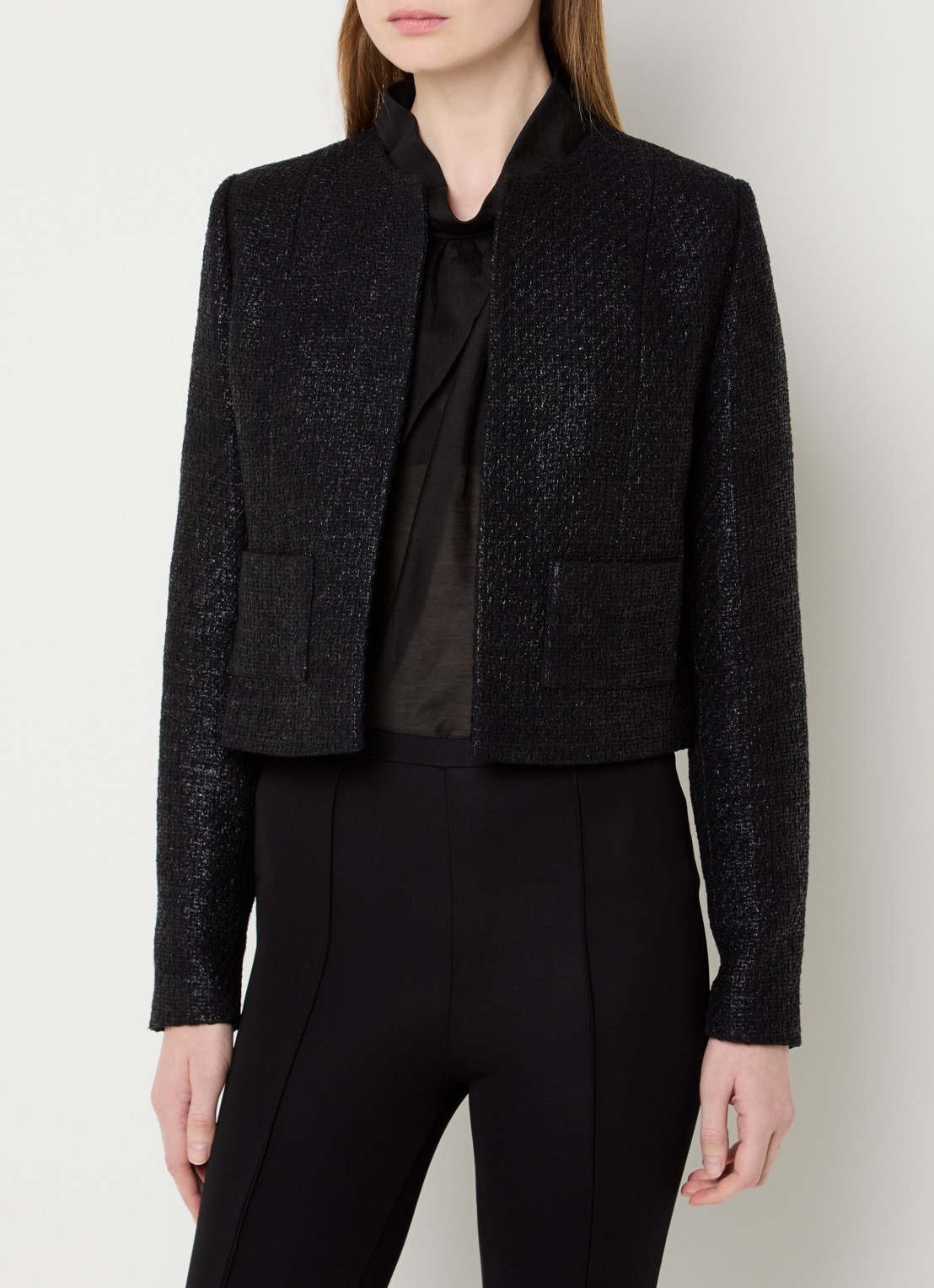 IRO Kylie jack met tweed-look en opgestikte zakken - detail 3 zwart